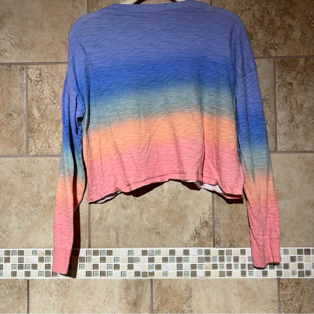 Hollister XS Cropped Rainbow Stripe Pullover Sweater Multicolor Knit Top - Picture 3 of 4